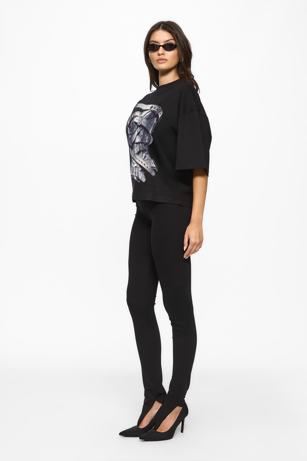 Tricou negru cu imprimeu Silver Belt