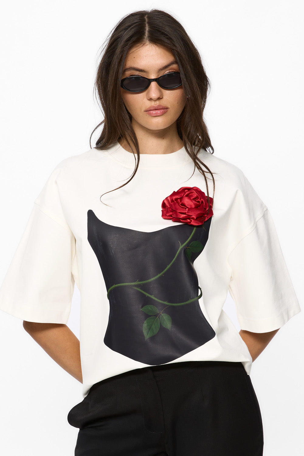 Tricou cu imprimeu Petalia | Femei | Off-White | Stil modern și elegant | Confort și funcționalitate | Atelier Hamza
