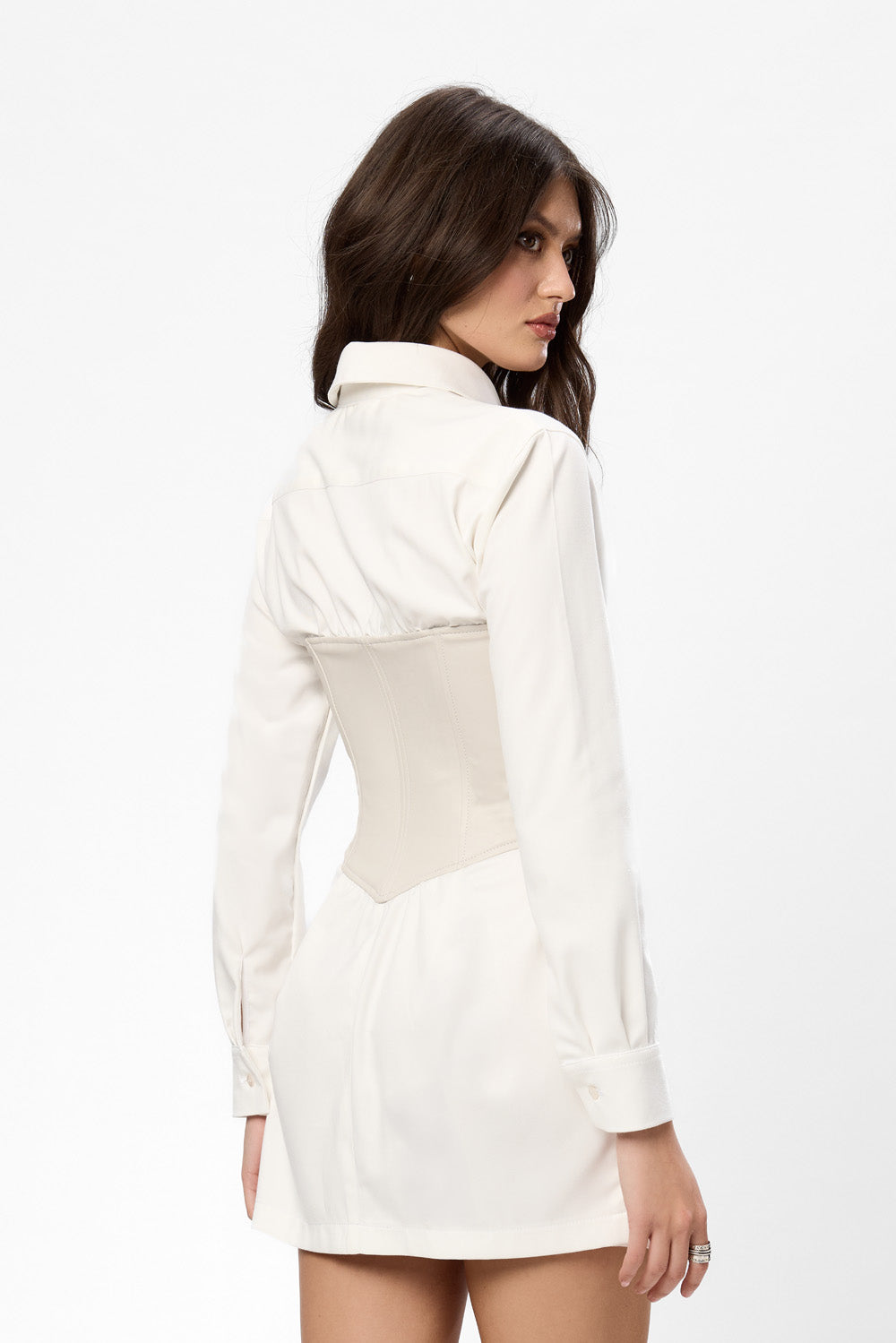 Rochie off-white cu corset de piele Maris