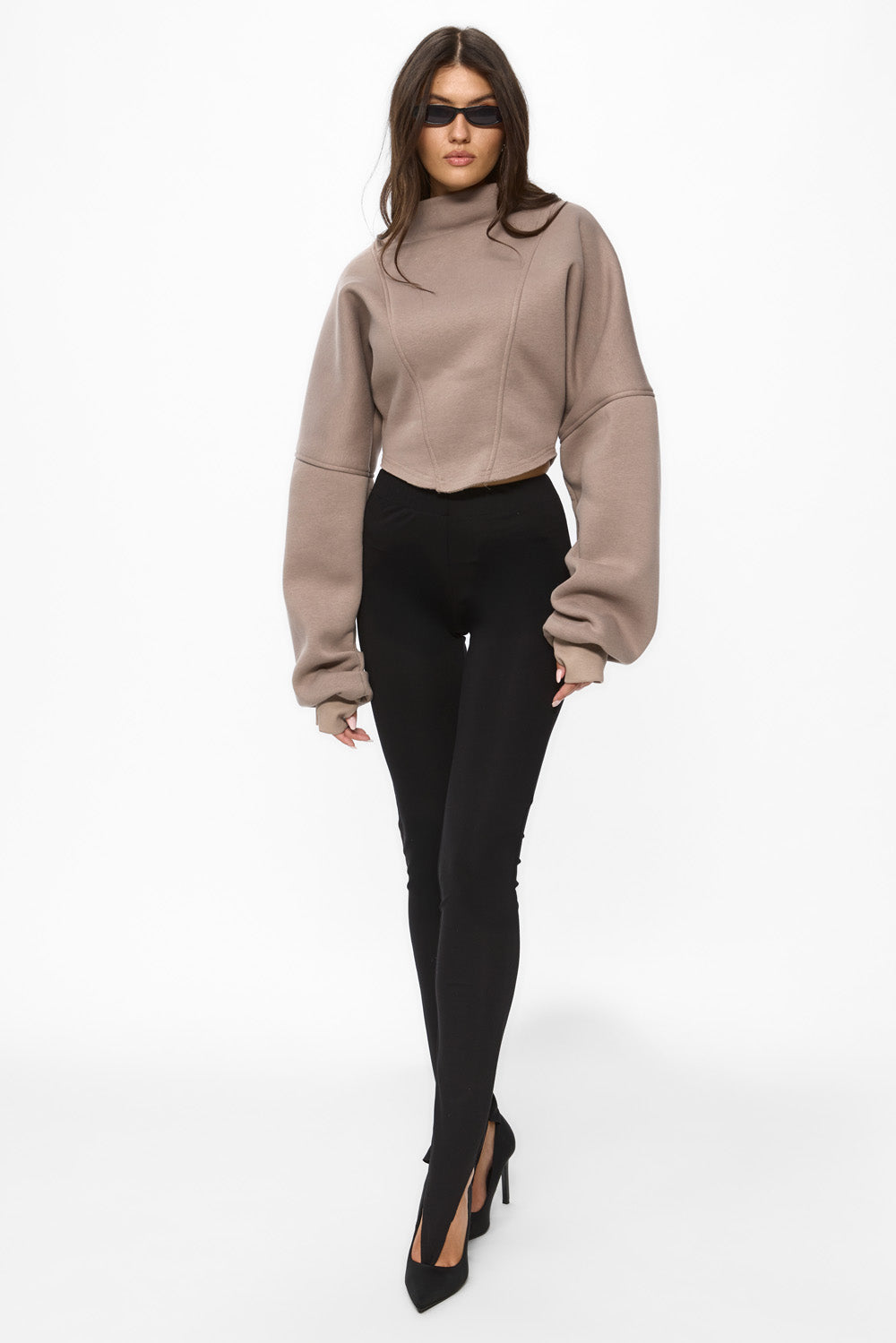 Goddess Beige Corset fleece Turtleneck