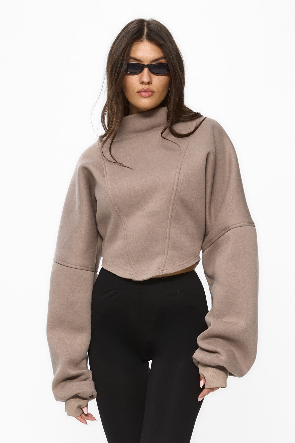 Goddess Beige Corset fleece Turtleneck