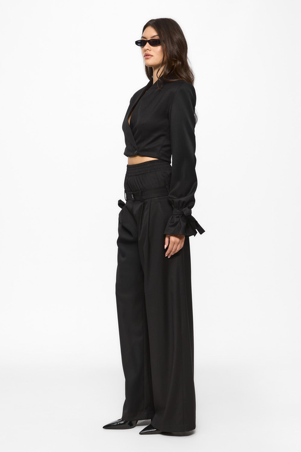 Pantalon negru din stofa Kyoto