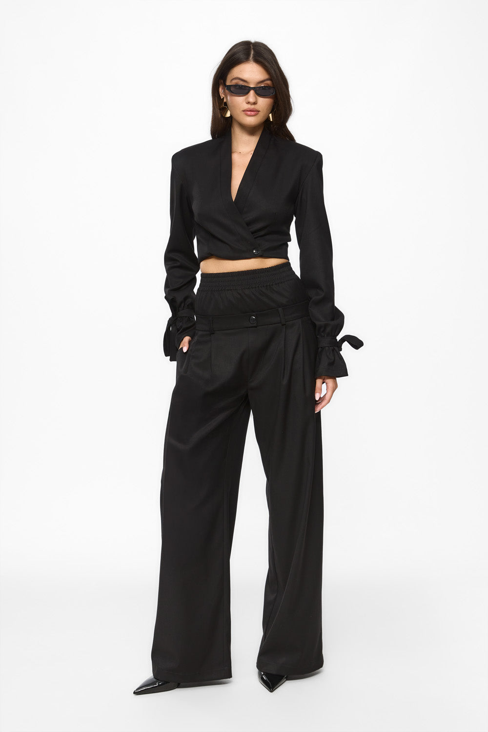 Pantalon negru din stofa Kyoto