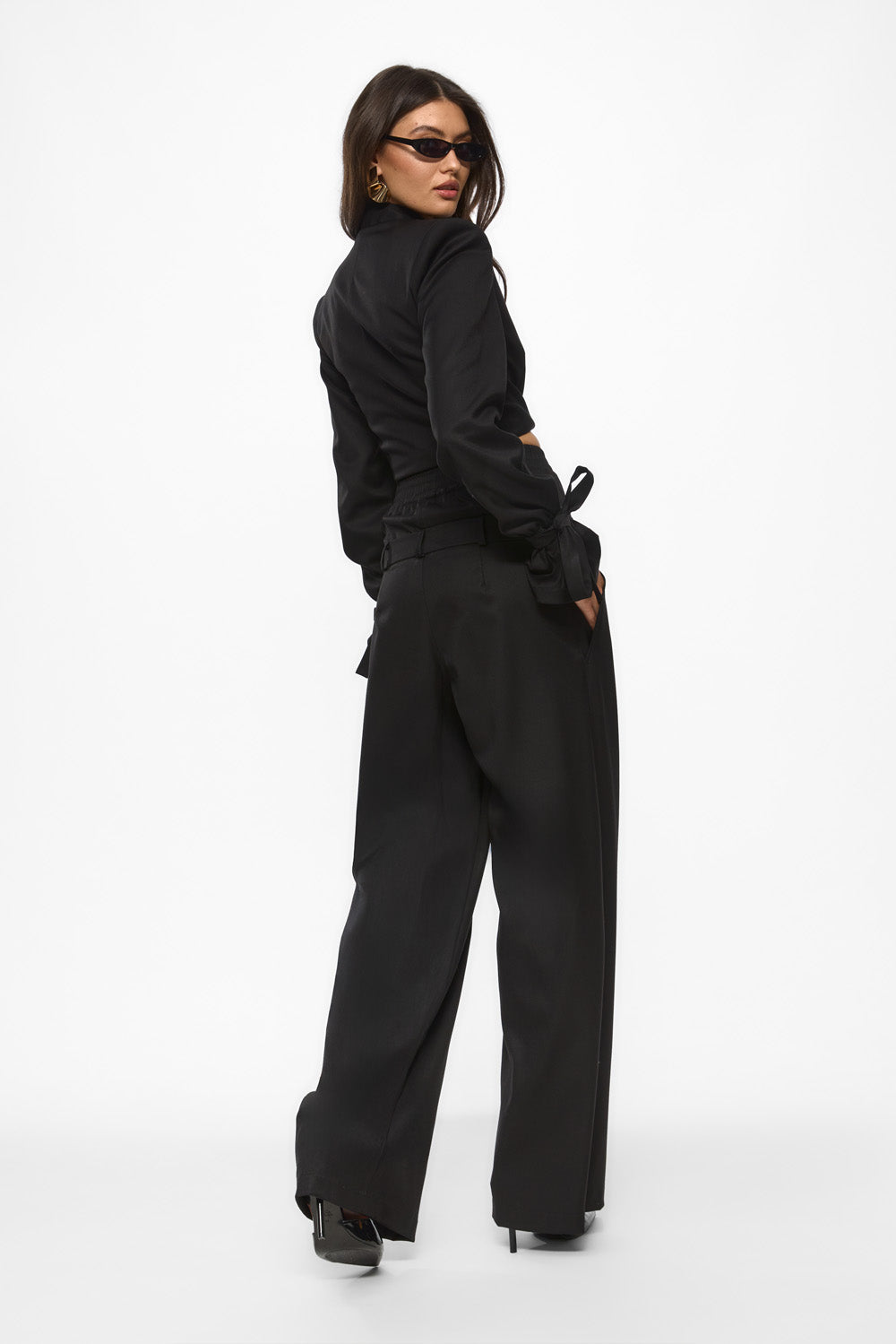 Pantalon negru din stofa Kyoto