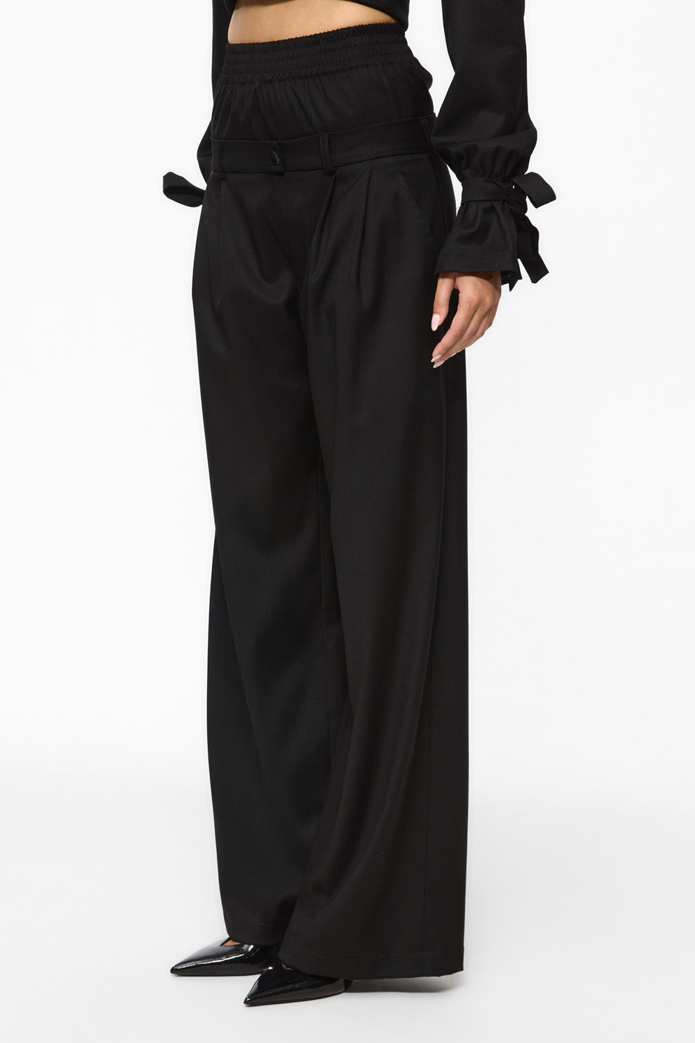 Pantalon negru din stofa Kyoto