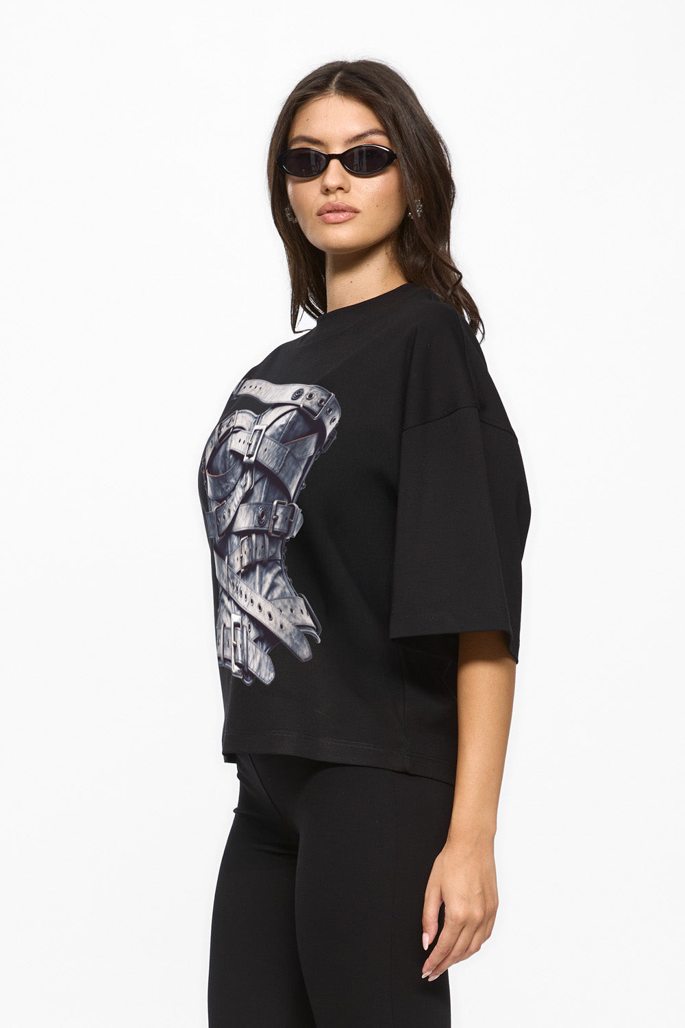 Tricou negru cu imprimeu Silver Belt