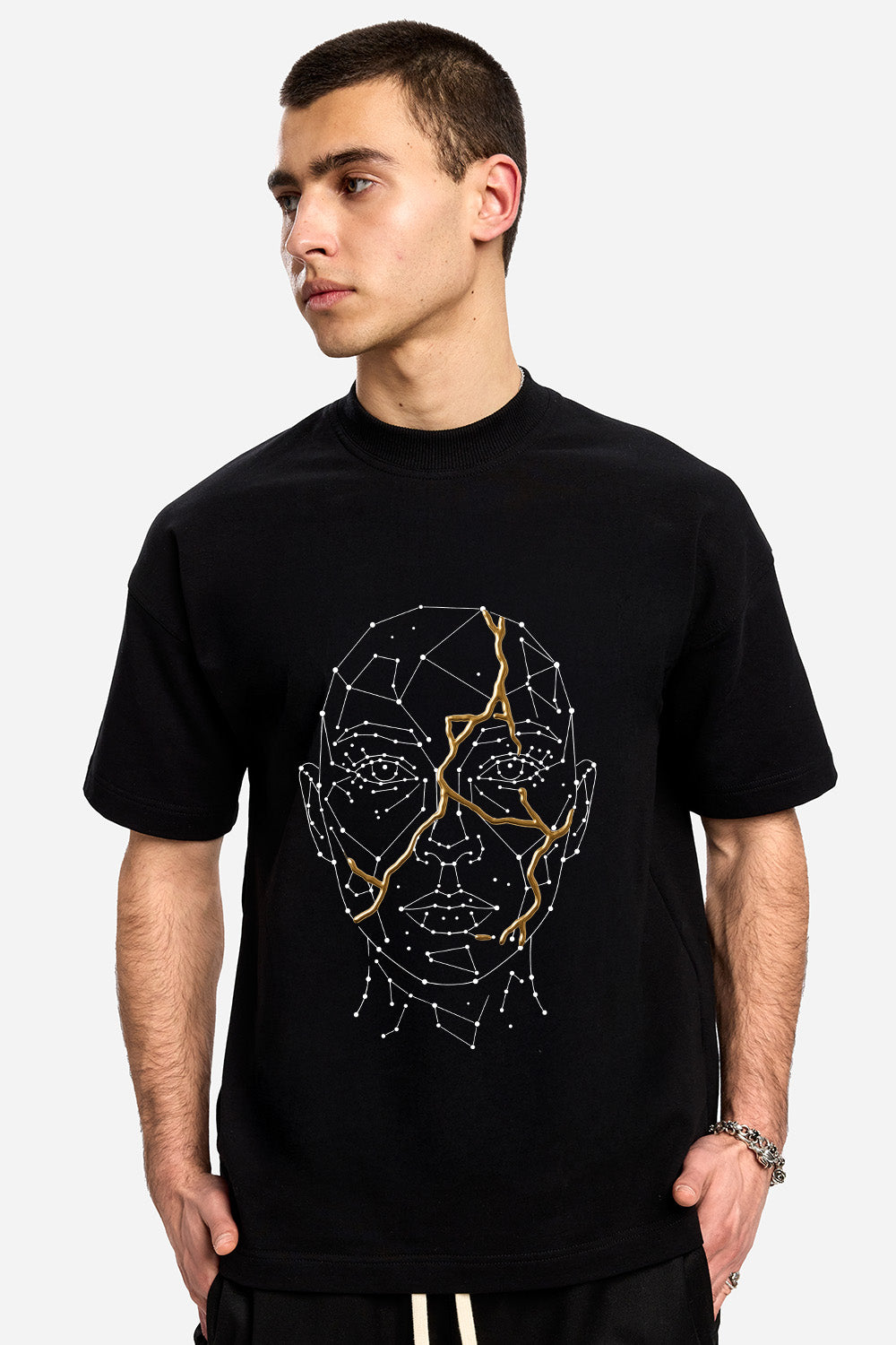 Tricou negru cu imprimeu Ginza