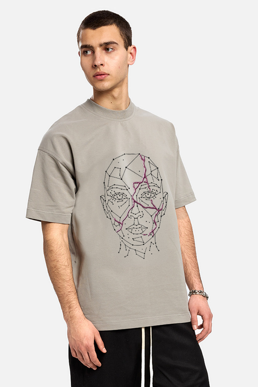 Tricou gri cu imprimeu Ginza
