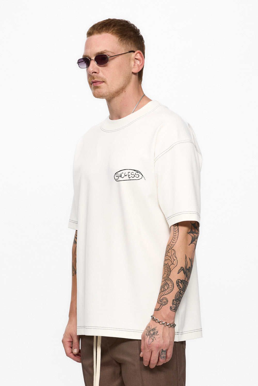 Tricou Off-White cu imprimeu Success 2.0 - Hamza