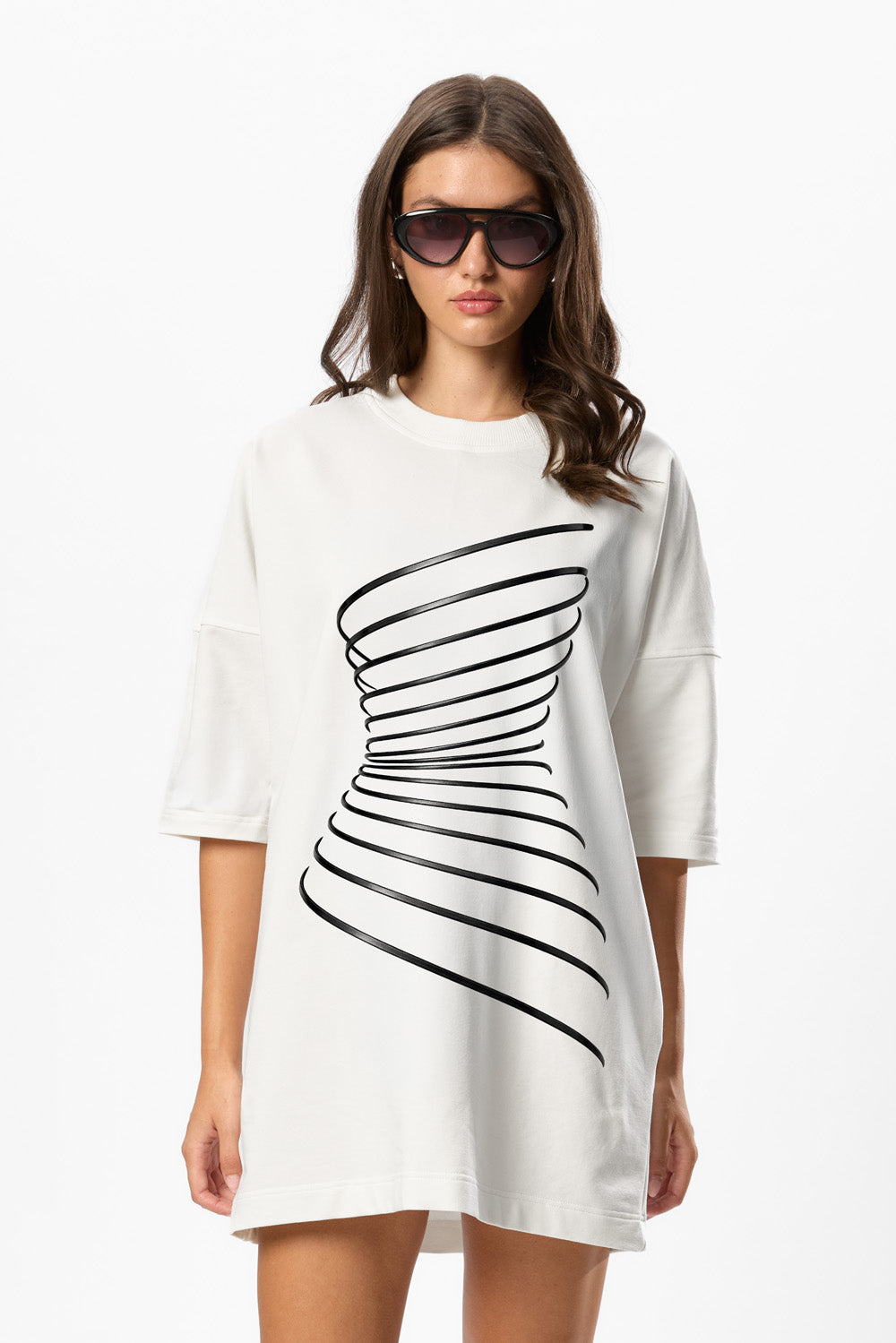 Rochie Off White cu imprimeu Sirena