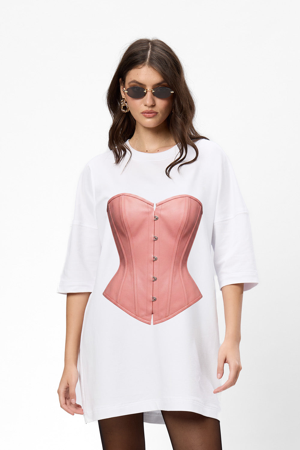 Rochie alba cu imprimeu Illusion