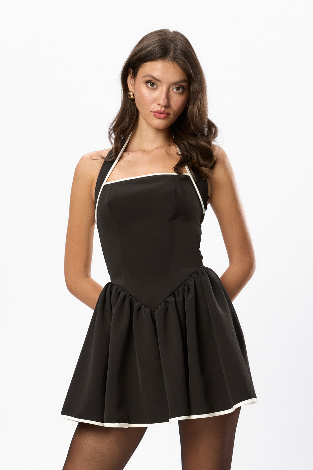 Rochie Neagra din Stofa Aurora 