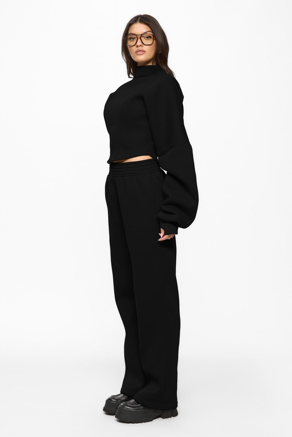 Pantaloni de trening negri evazați Goddess