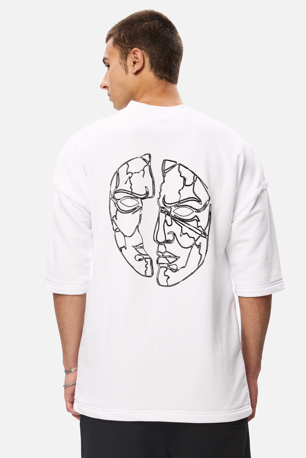 NO MASK  embroidered heavyweight T-shirt
