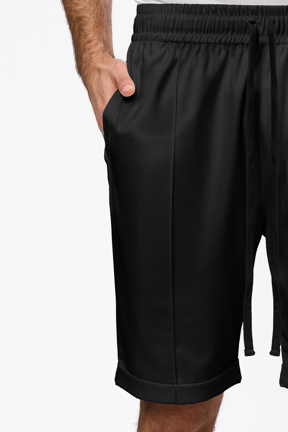 Thomas Black Cloth Shorts