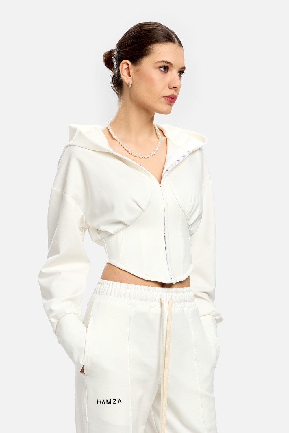 Karol off white Hoodie with corset