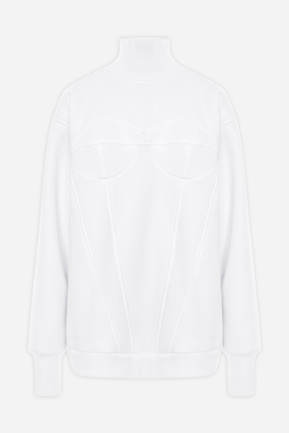 Kora White Stitched Corset fleece Turtleneck W