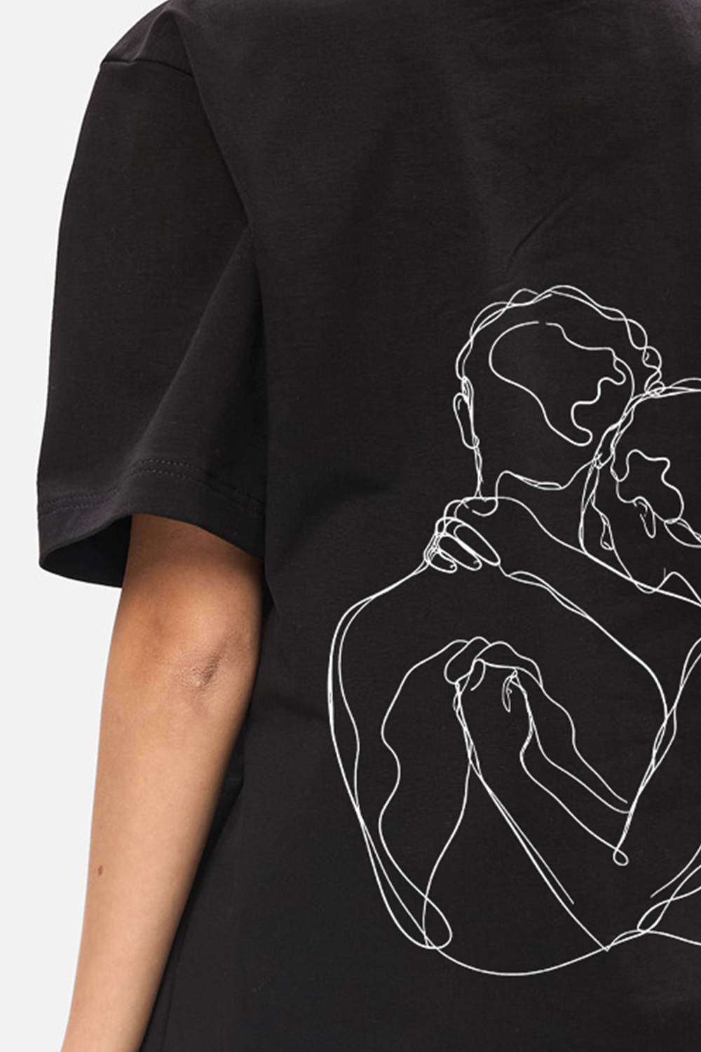 Tricou Negru cu imprimeu A hug one line