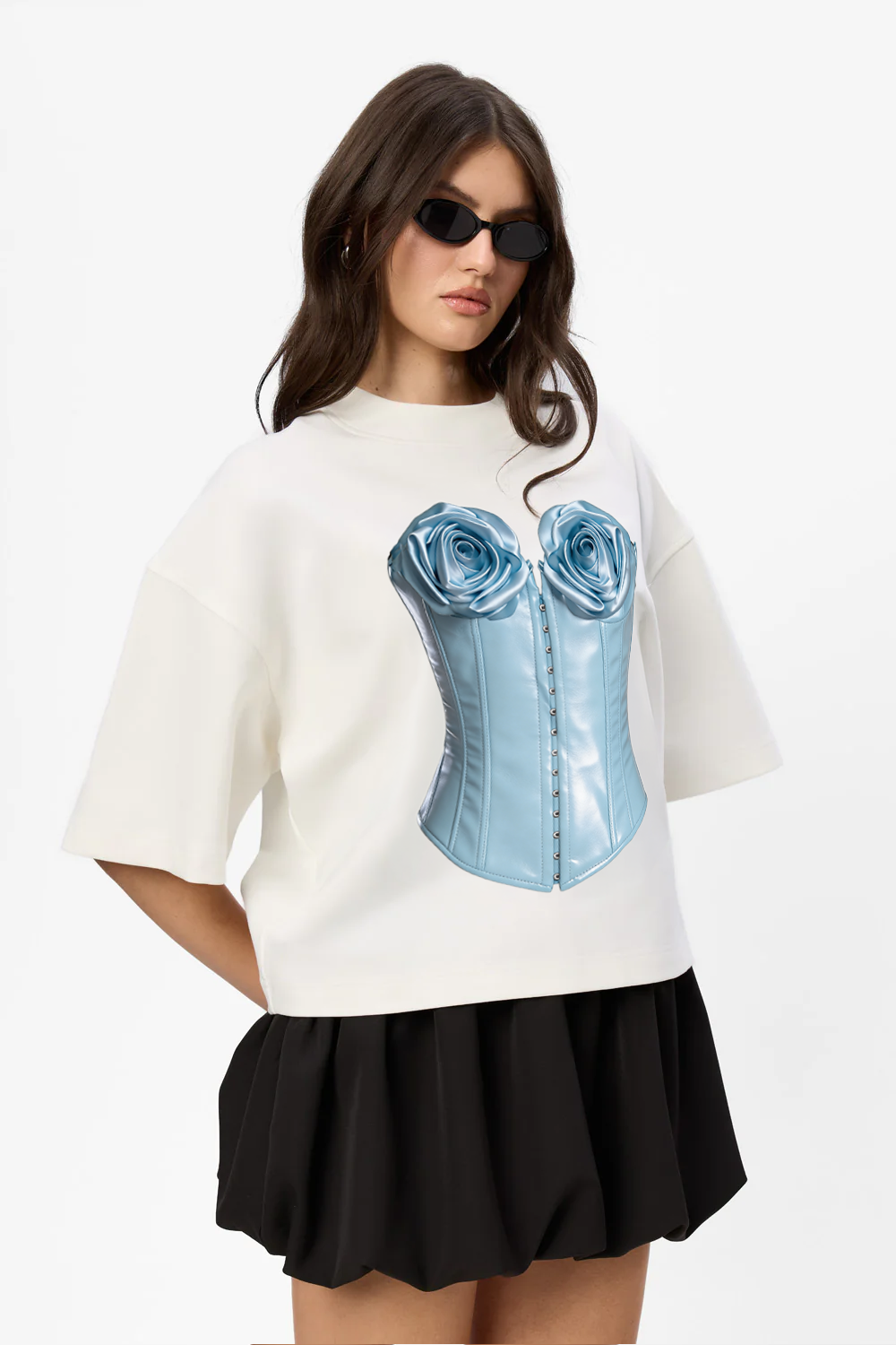 Tricou off-white cu imprimeu Charmante V2