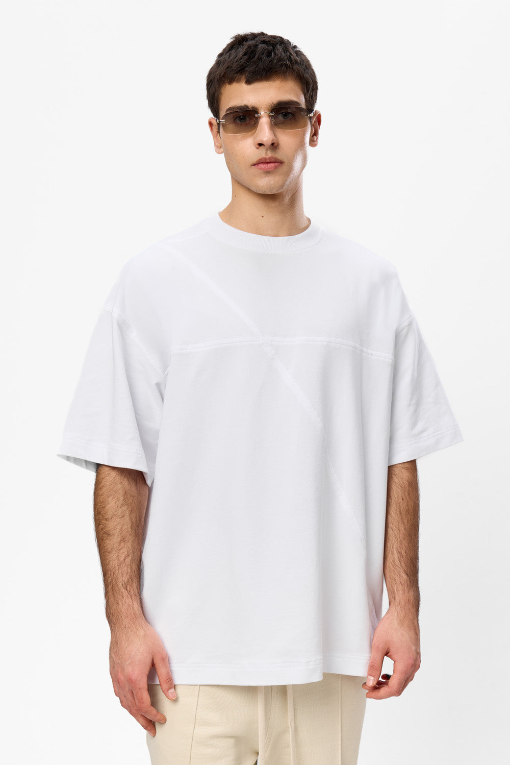 Tricou negru cu cusaturi decorative Oversized 