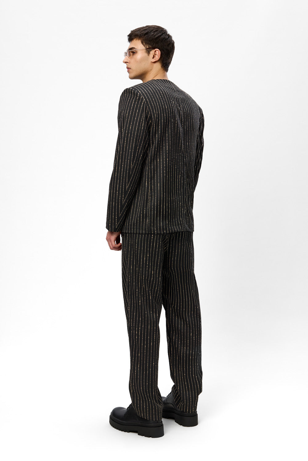 247 black striped cloth pants