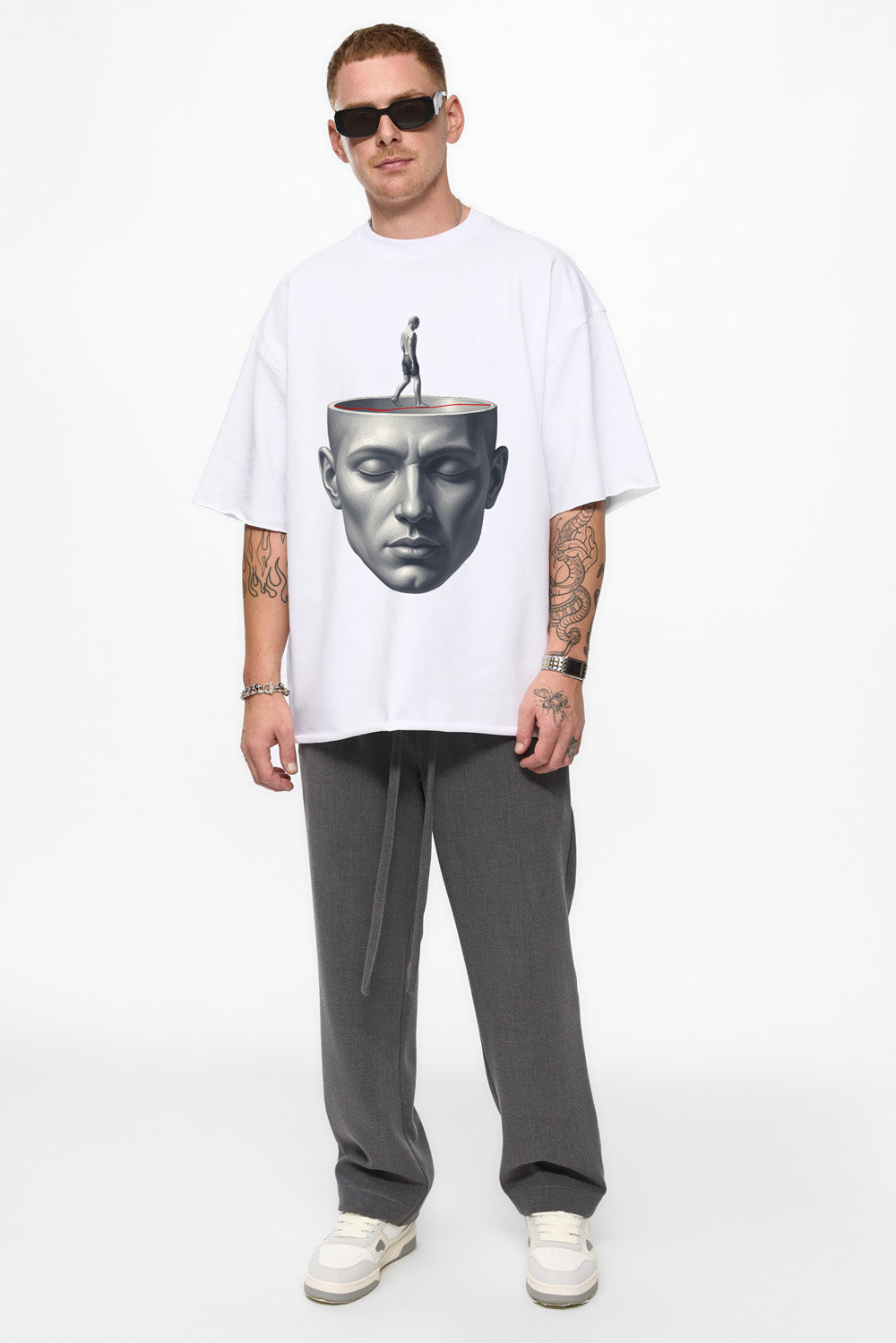 Tricou alb oversized cu imprimeu Serenity