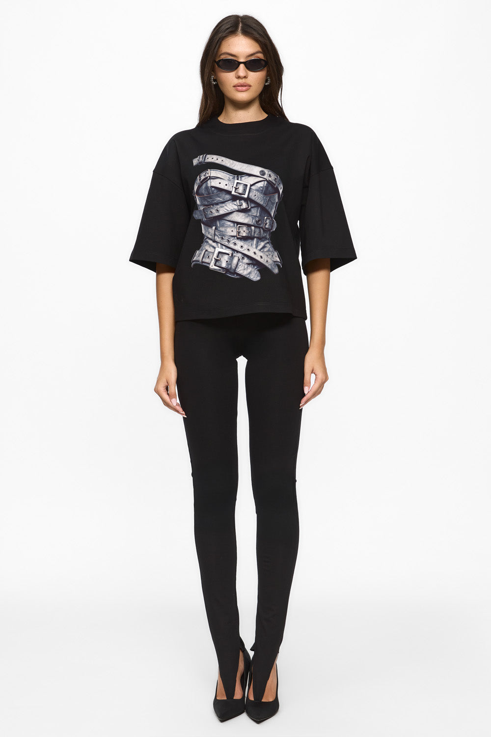 Tricou negru cu imprimeu Silver Belt