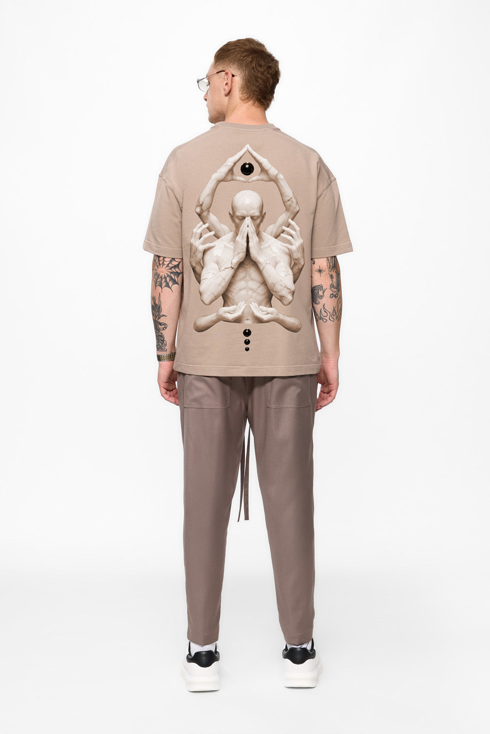 Triangle Printed Beige T-shirt