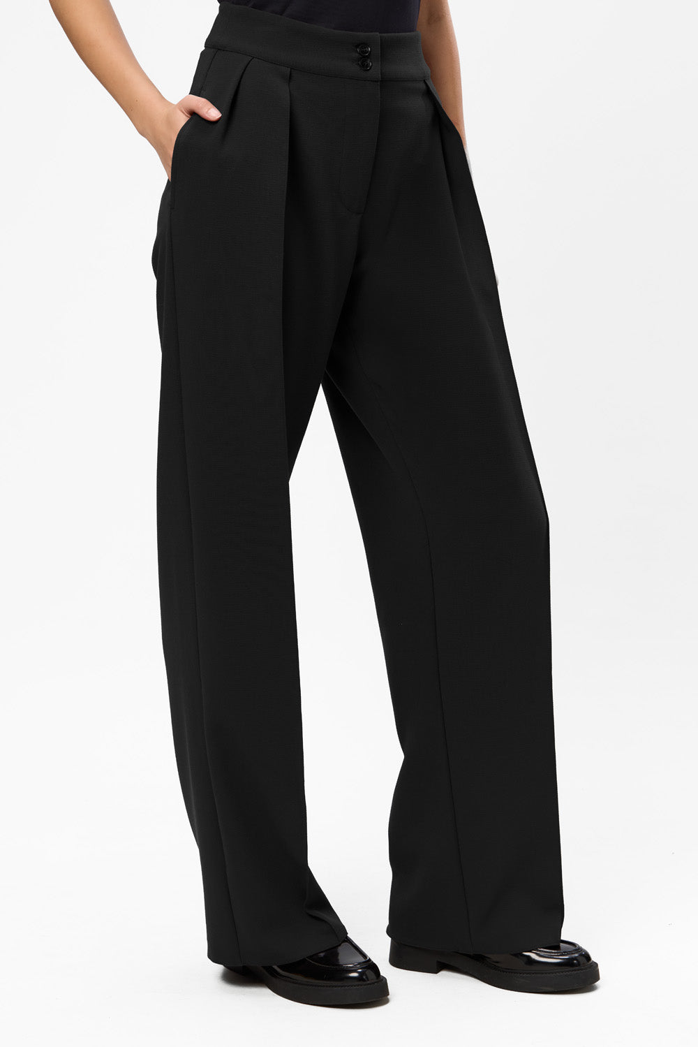 Pantaloni negri evazati din stofa Kimi V2