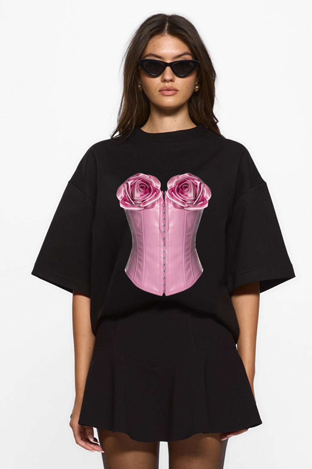 Tricou negru cu imprimeu Charmante V2