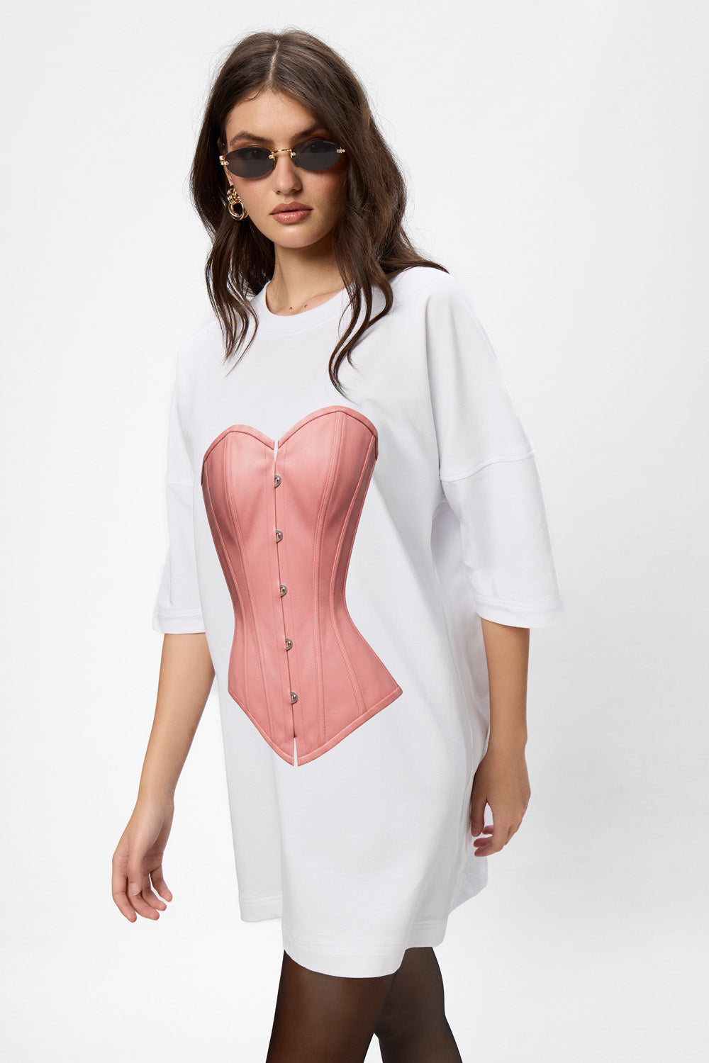Rochie alba cu imprimeu Illusion