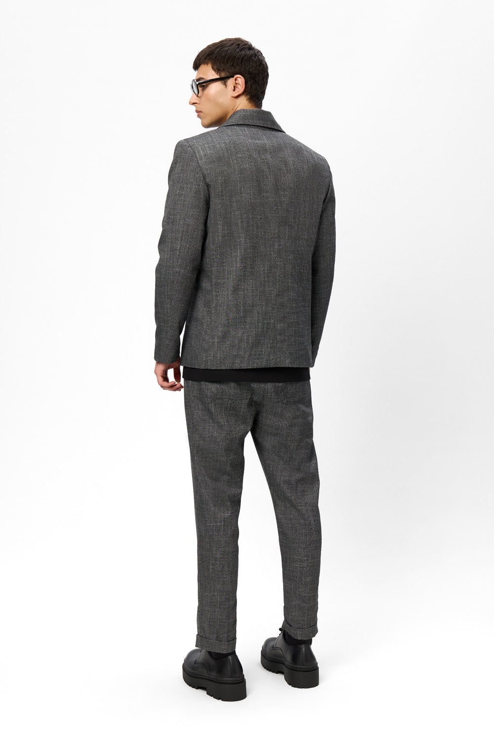 Thom Black Melange Cloth Pants