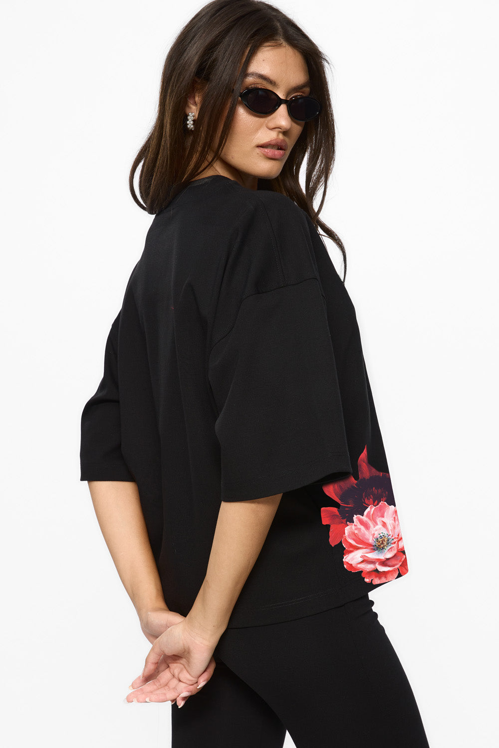 Tricou negru cu imprimeu Blossom