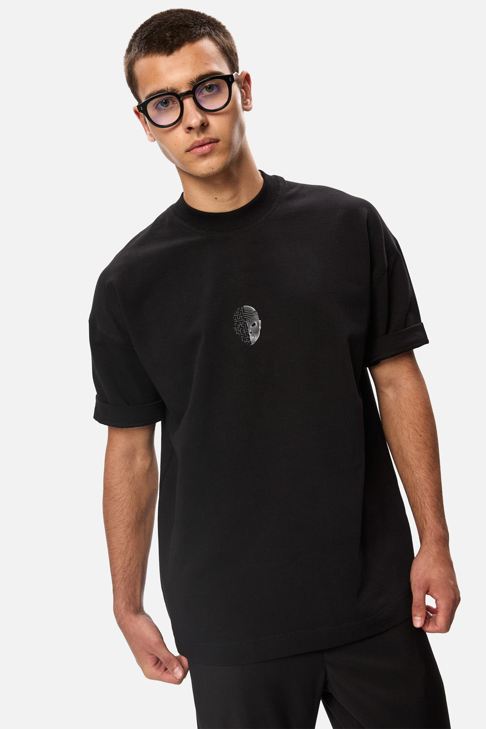 Tricou negru cu imprimeu KARAVAGIO 