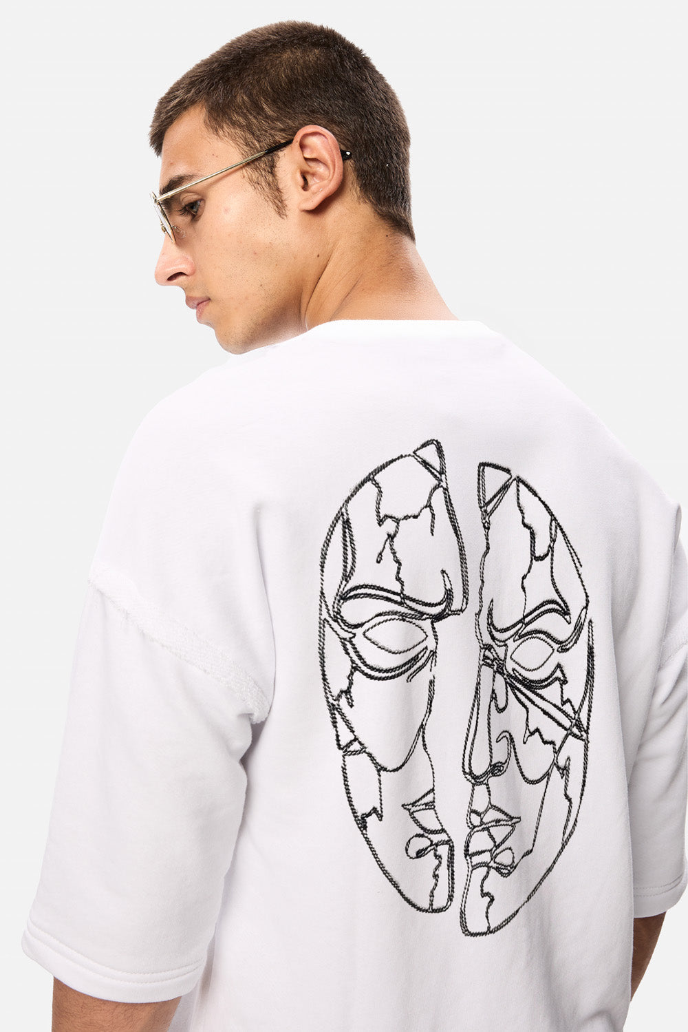 NO MASK  embroidered heavyweight T-shirt