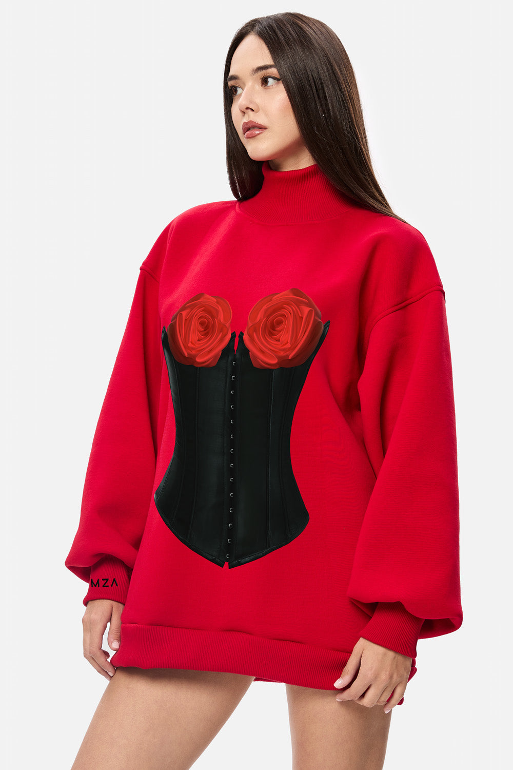 Charmante Red  Fleece Turtleneck W