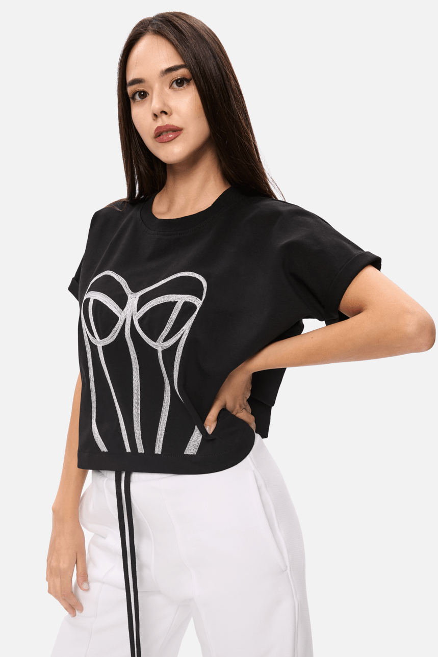 Muse Embroidered Black T-shirt W