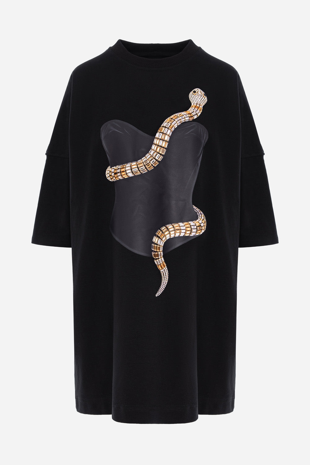 Eva Printed Black Dress