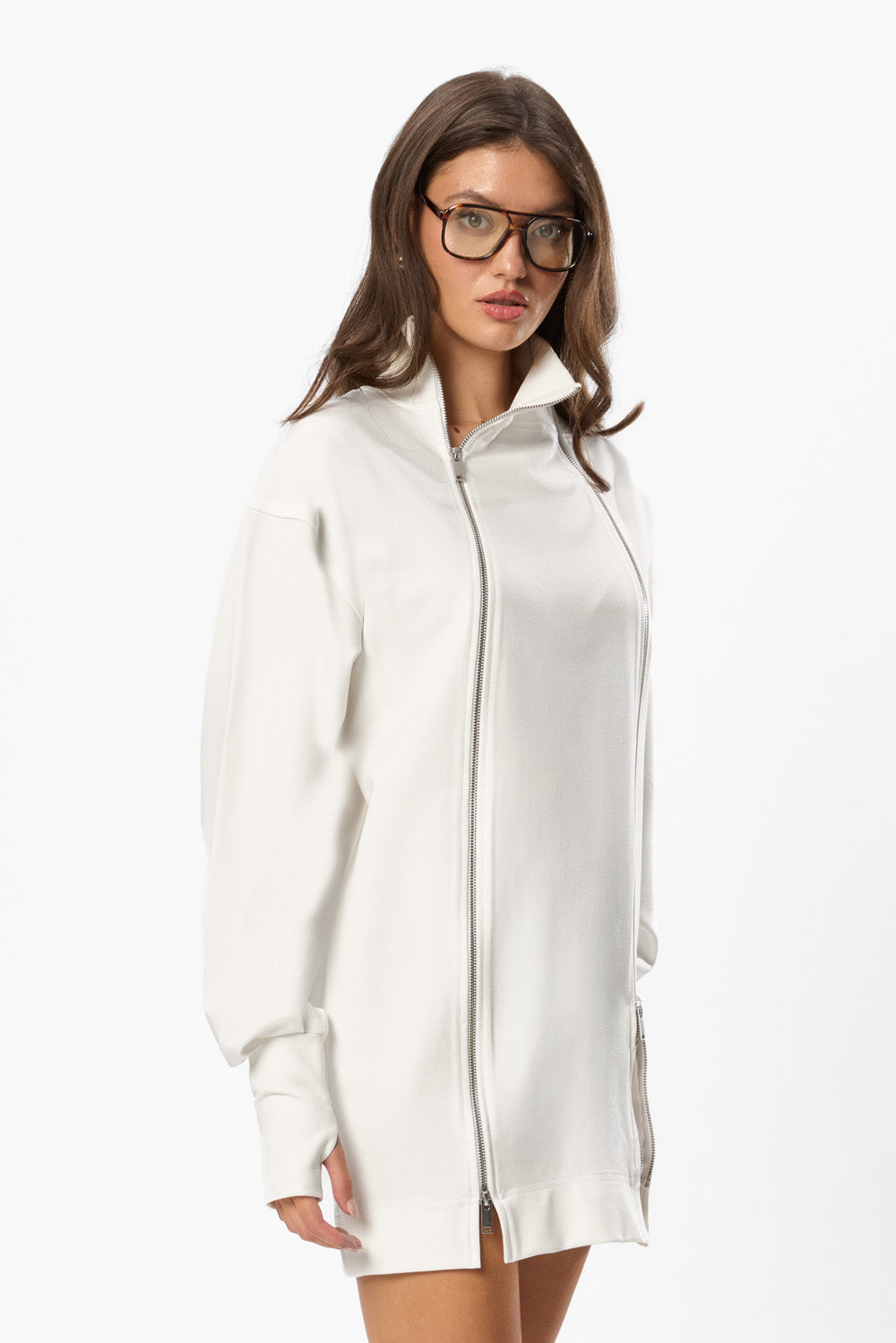 Rochie mini off white cu fermoar cu dublu-sens Bipolar