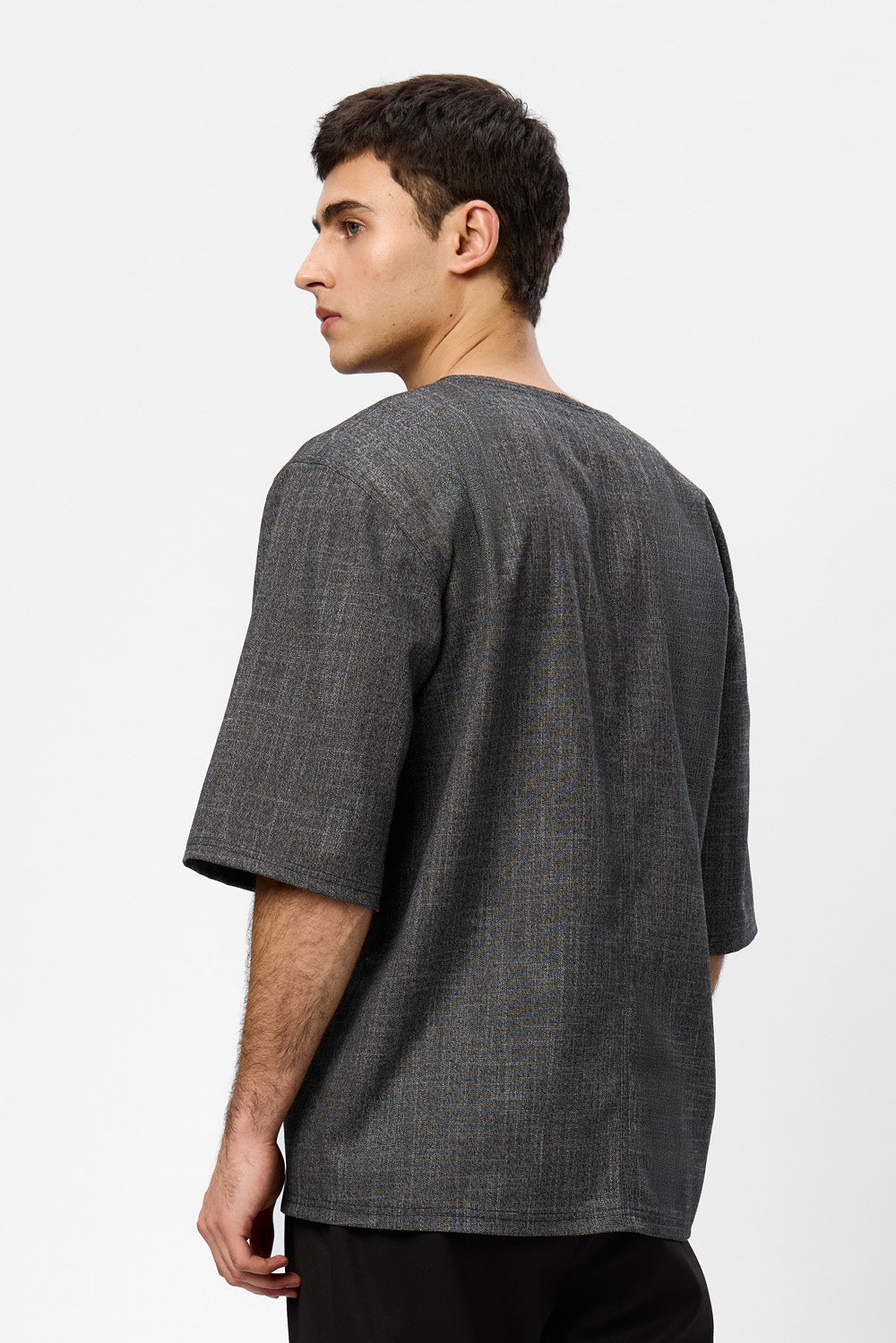 Tricou bej melanj din Stofa Thom