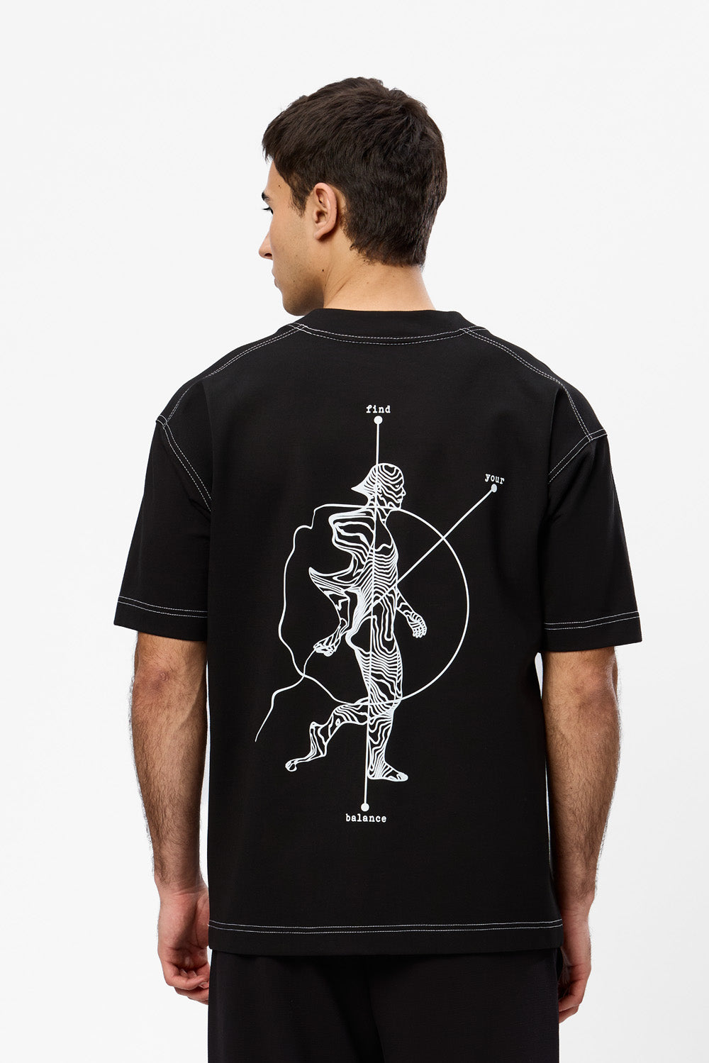 Tricou Negru cu imprimeu Find Your Balance