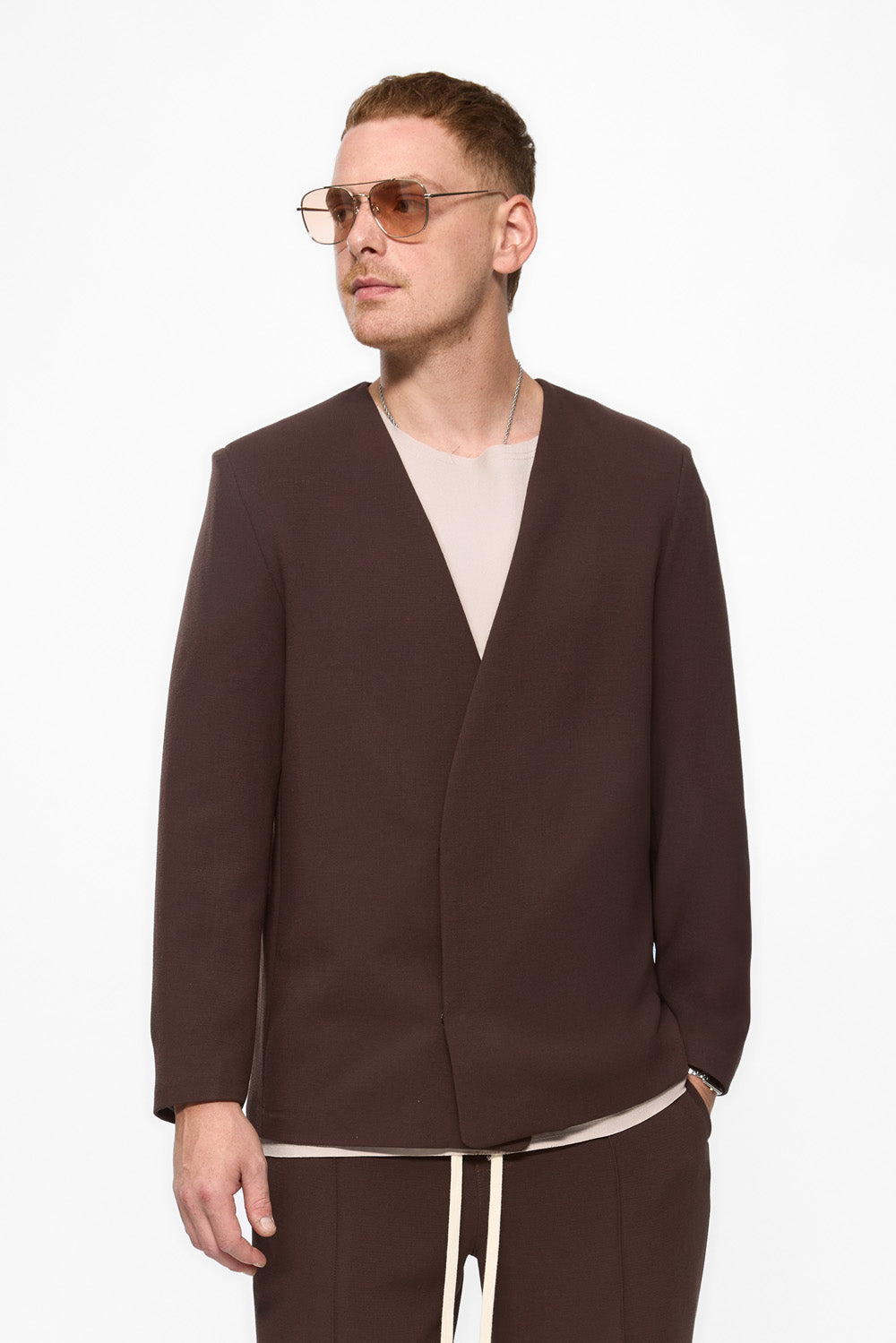 Cardigan maro de barbati de la Hamza. Brown Cardigan 247 for men Hamza