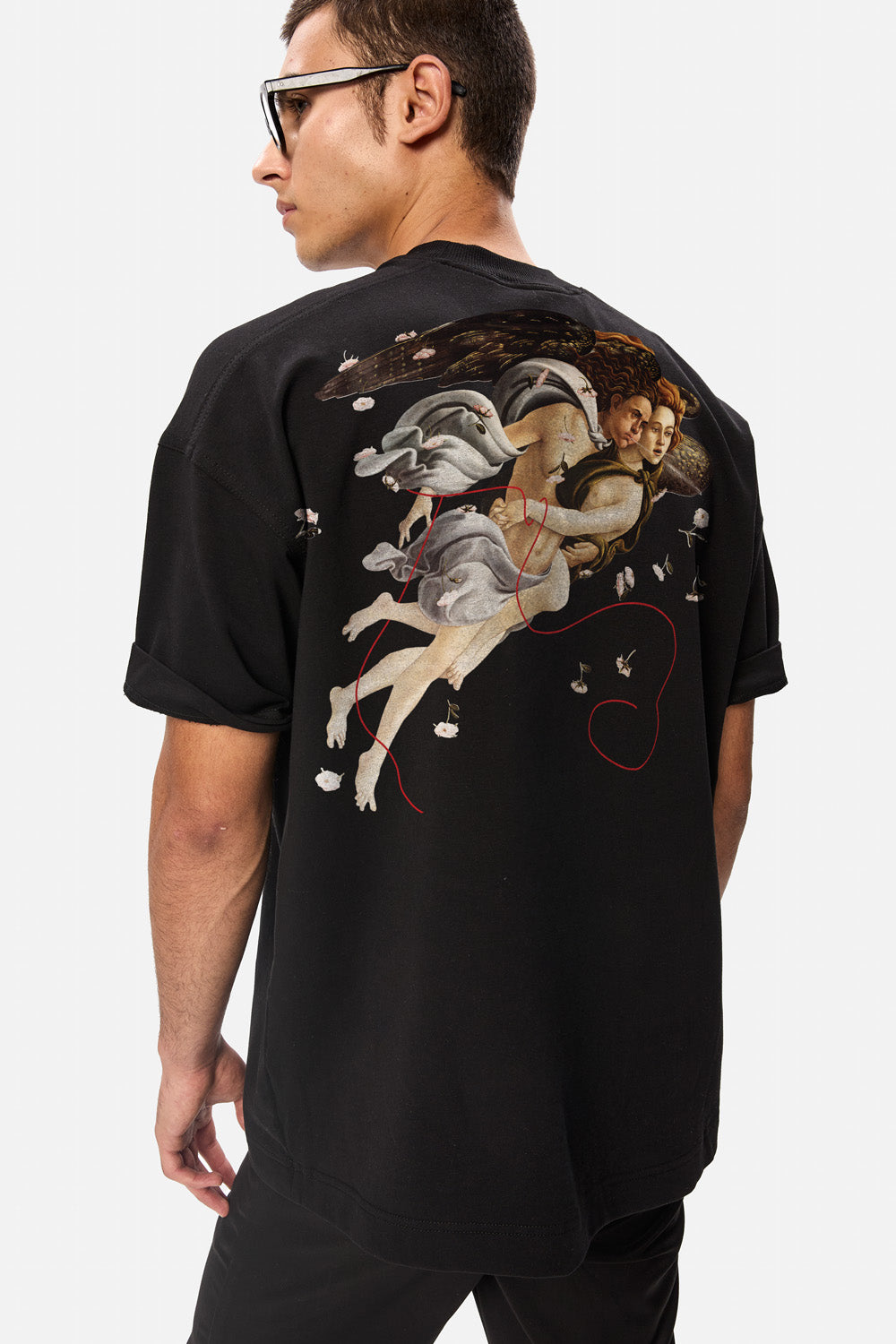 Tricou imprimat Botticelli | Bărbați | Negru | Stil modern și elegant | Confort și funcționalitate | Atelier Hamza
