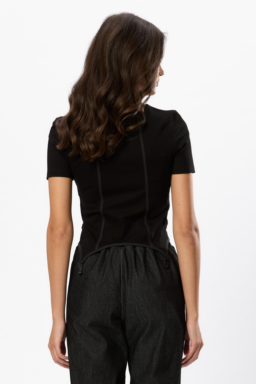 Top negru cu portjartiere Goddess