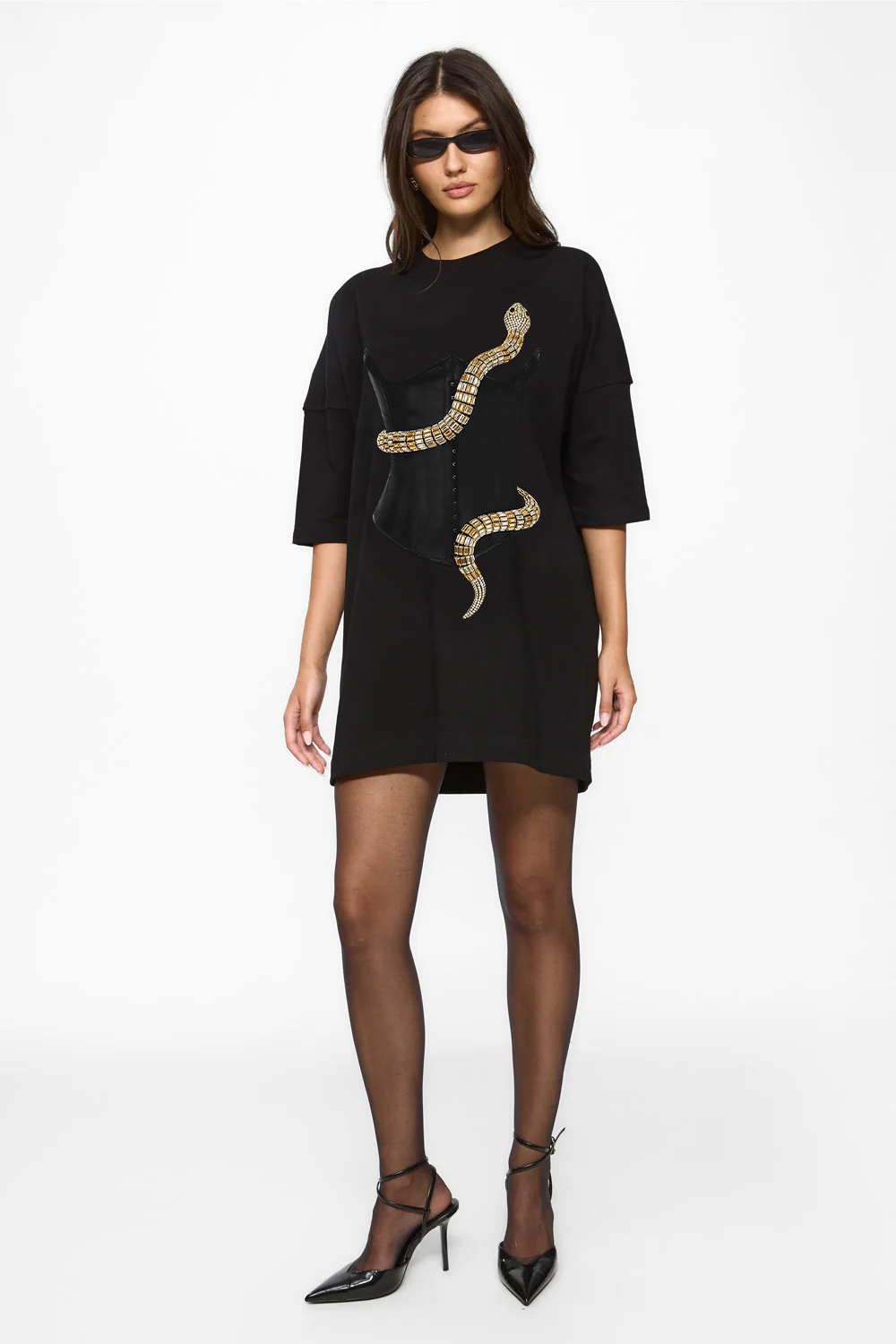 Eva Printed Black Dress