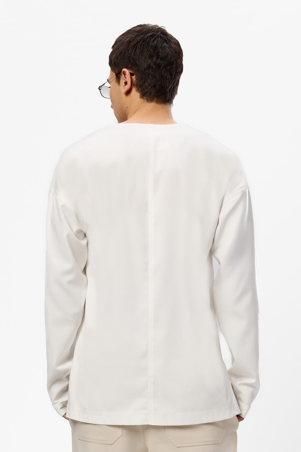 Tricou off-white cu maneca lunga din stofa Florence V2