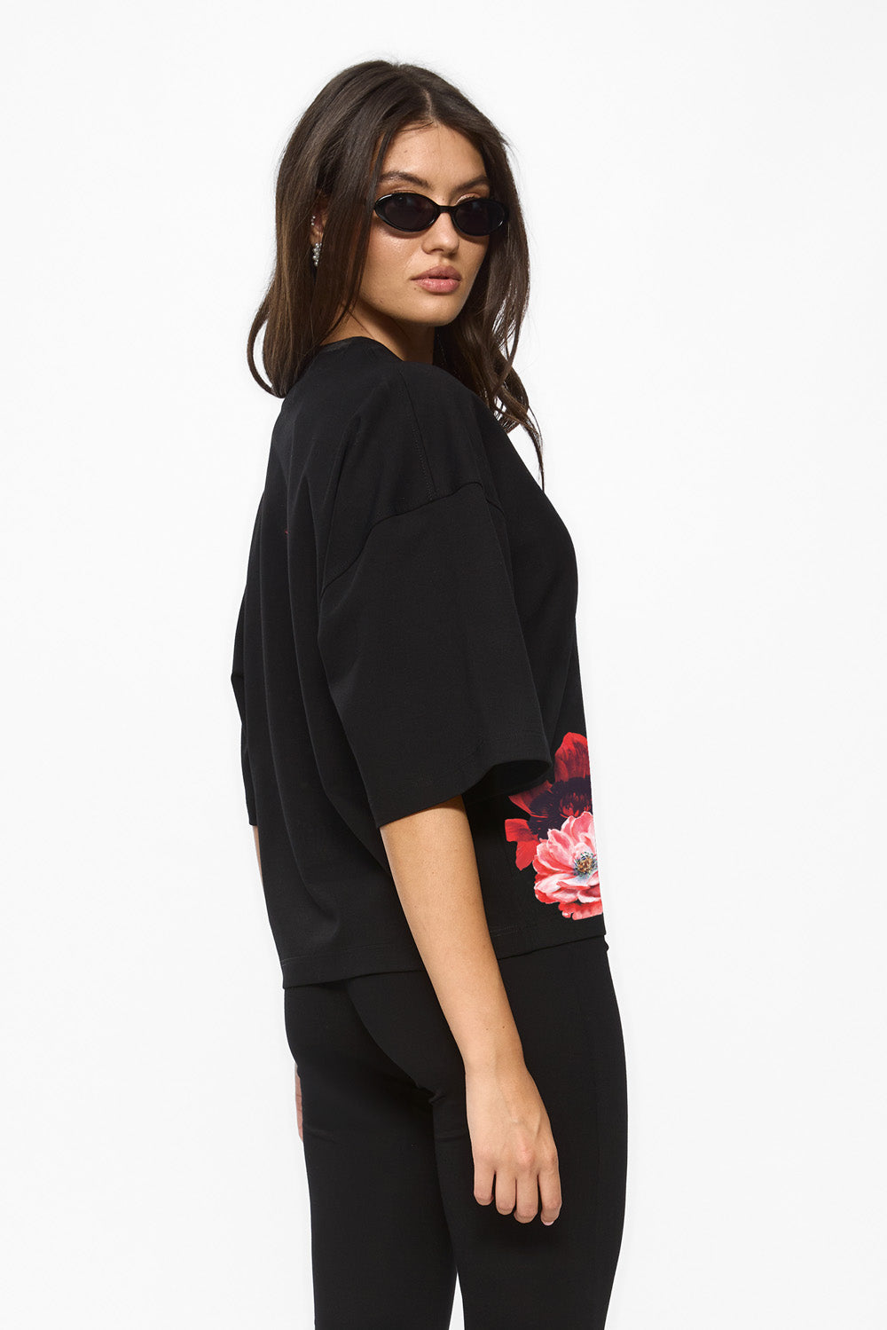 Tricou negru cu imprimeu Blossom