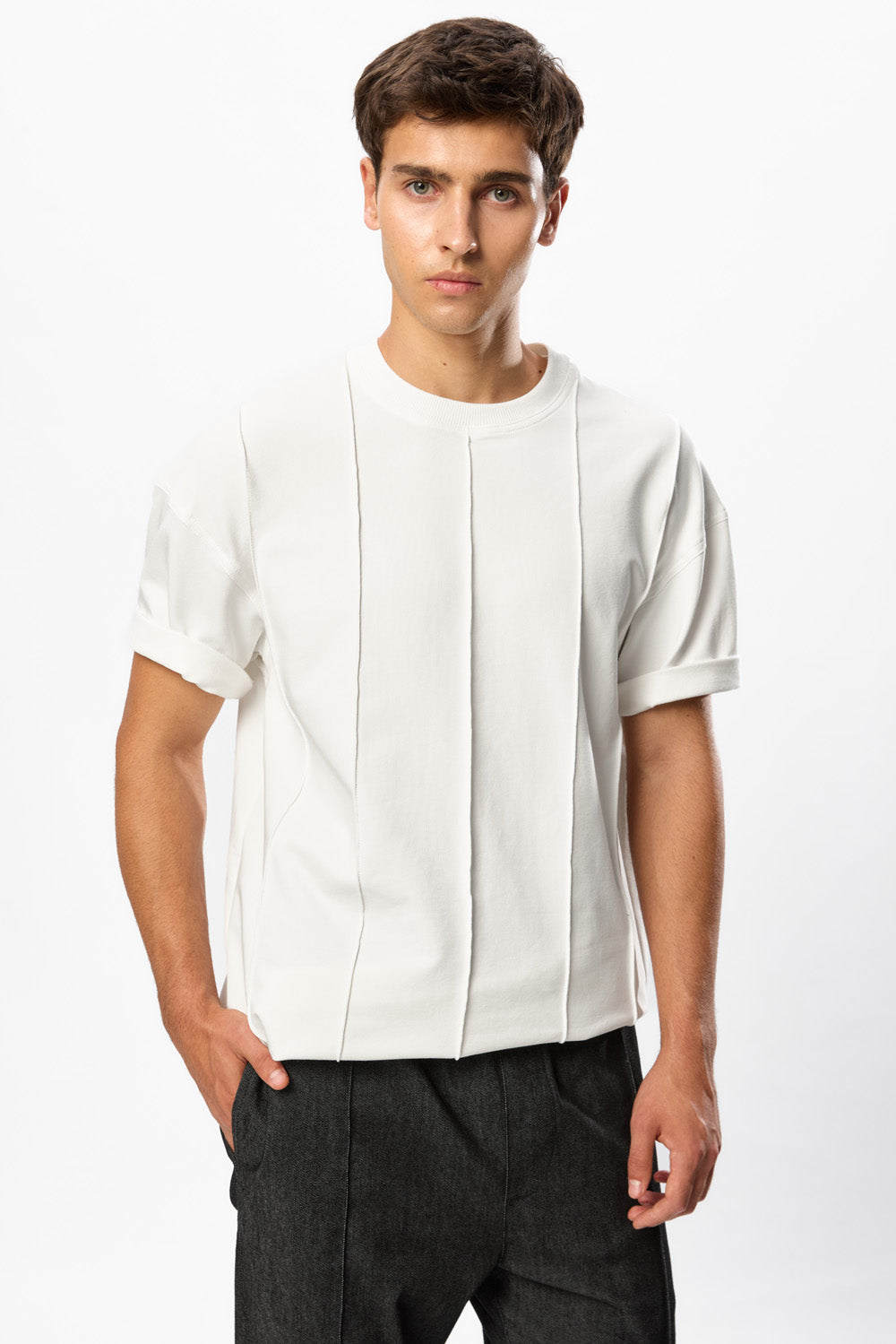 Tricou Off-White  cu cusaturi Linea 