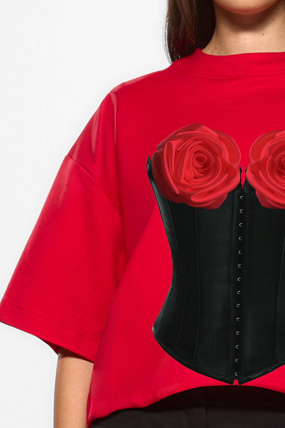 Tricou rosu cu imprimeu Charmante
