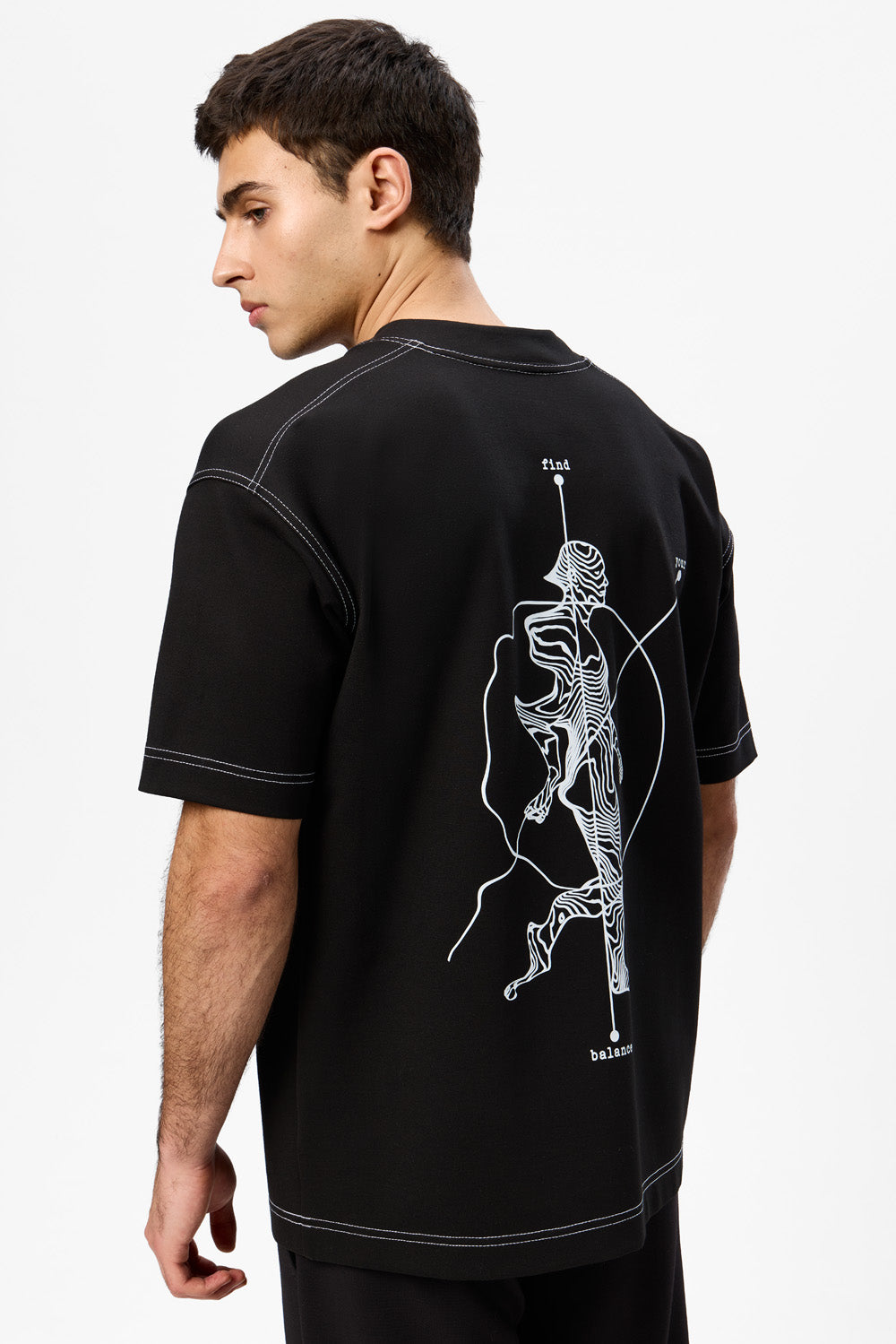 Tricou Negru cu imprimeu Find Your Balance
